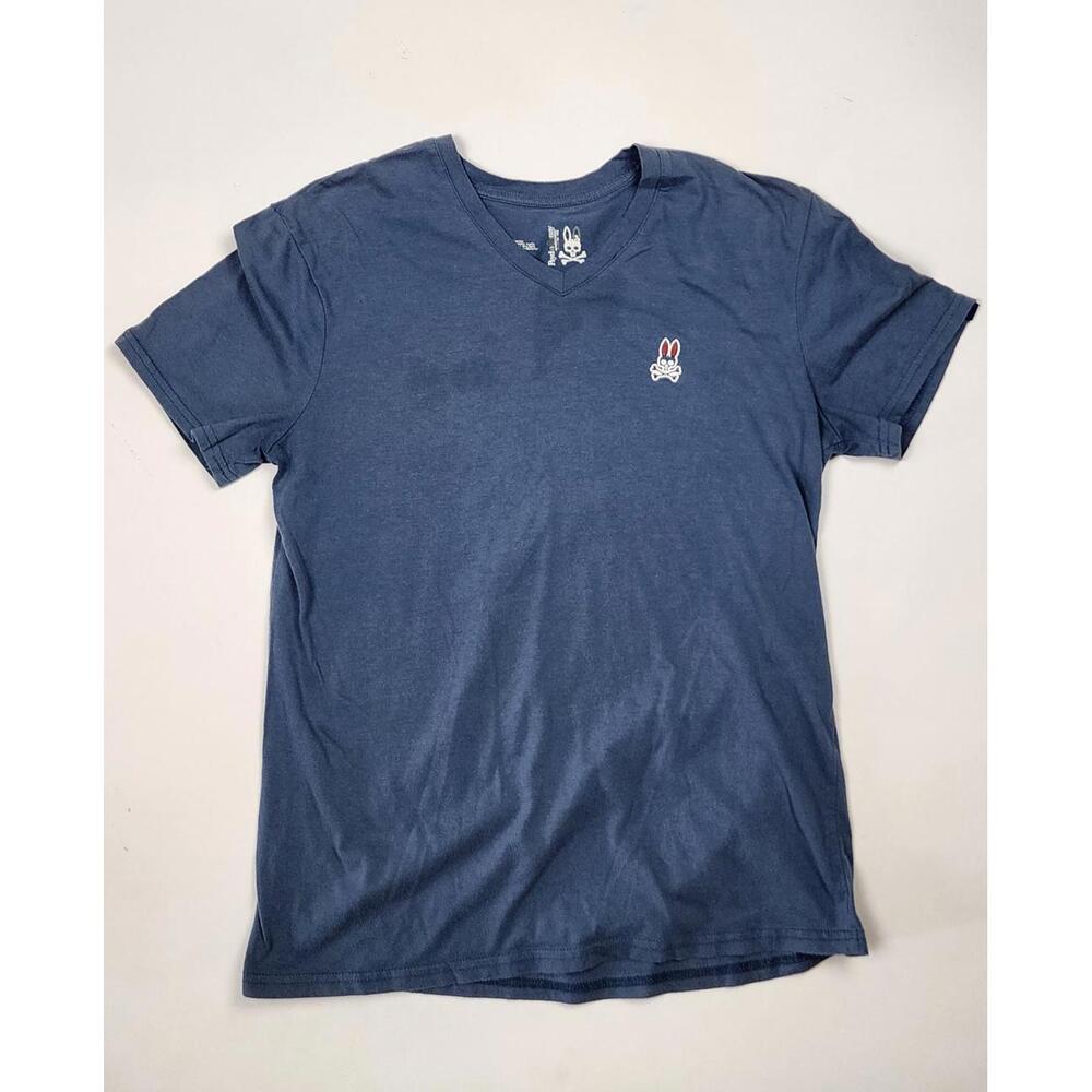 Men's V-Neck Graphic Tee - Bunny Skull Design mens small
